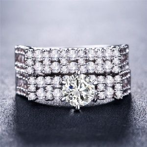 Luxury  925 Silver Ring Round Cut White Sapphire